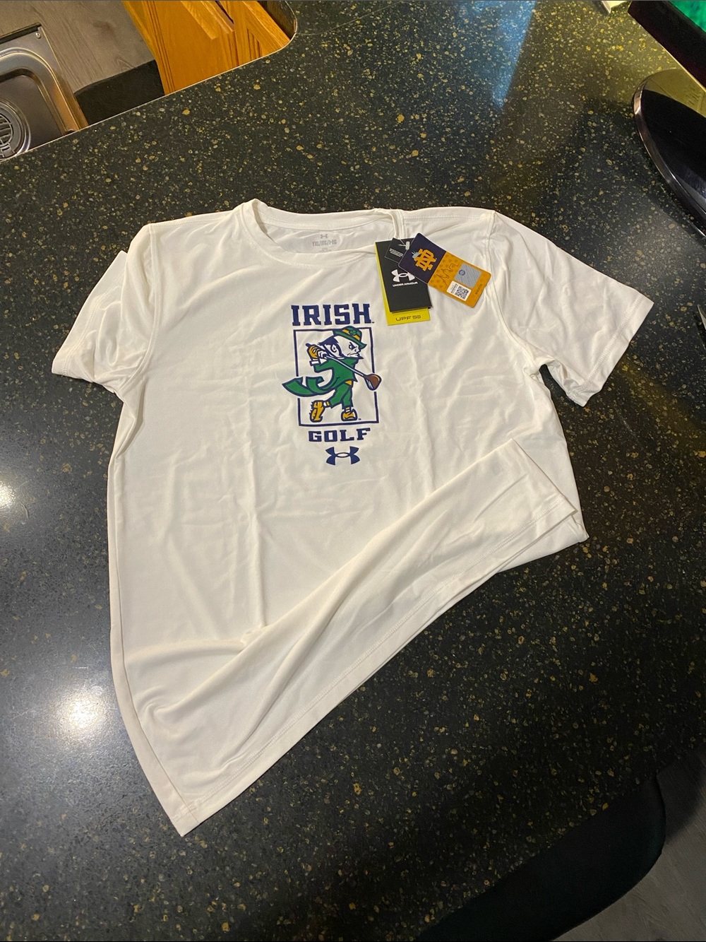Under Armour White Irish Golf Performance Tee with Graphic
